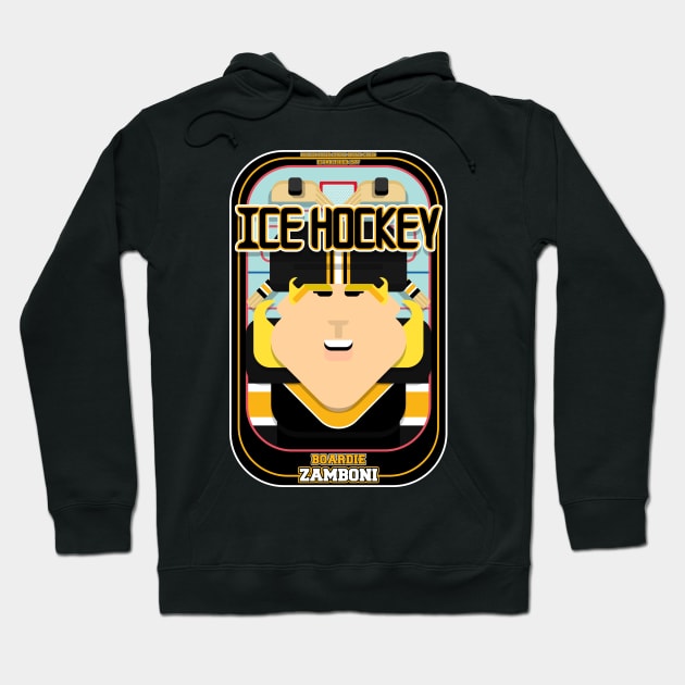 Ice Hockey Black and Yellow - Boardie Zamboni - Hazel version Hoodie by Boxedspapercrafts